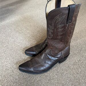 Lucchese Dark Brown Leather Western Cowboy Boots for Men